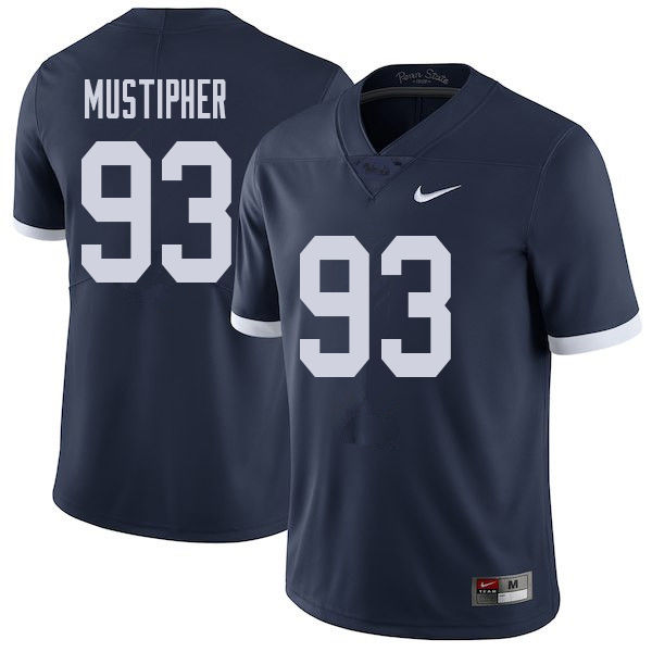 Men #93 PJ Mustipher Penn State Nittany Lions College Throwback Football Jerseys Sale-Navy